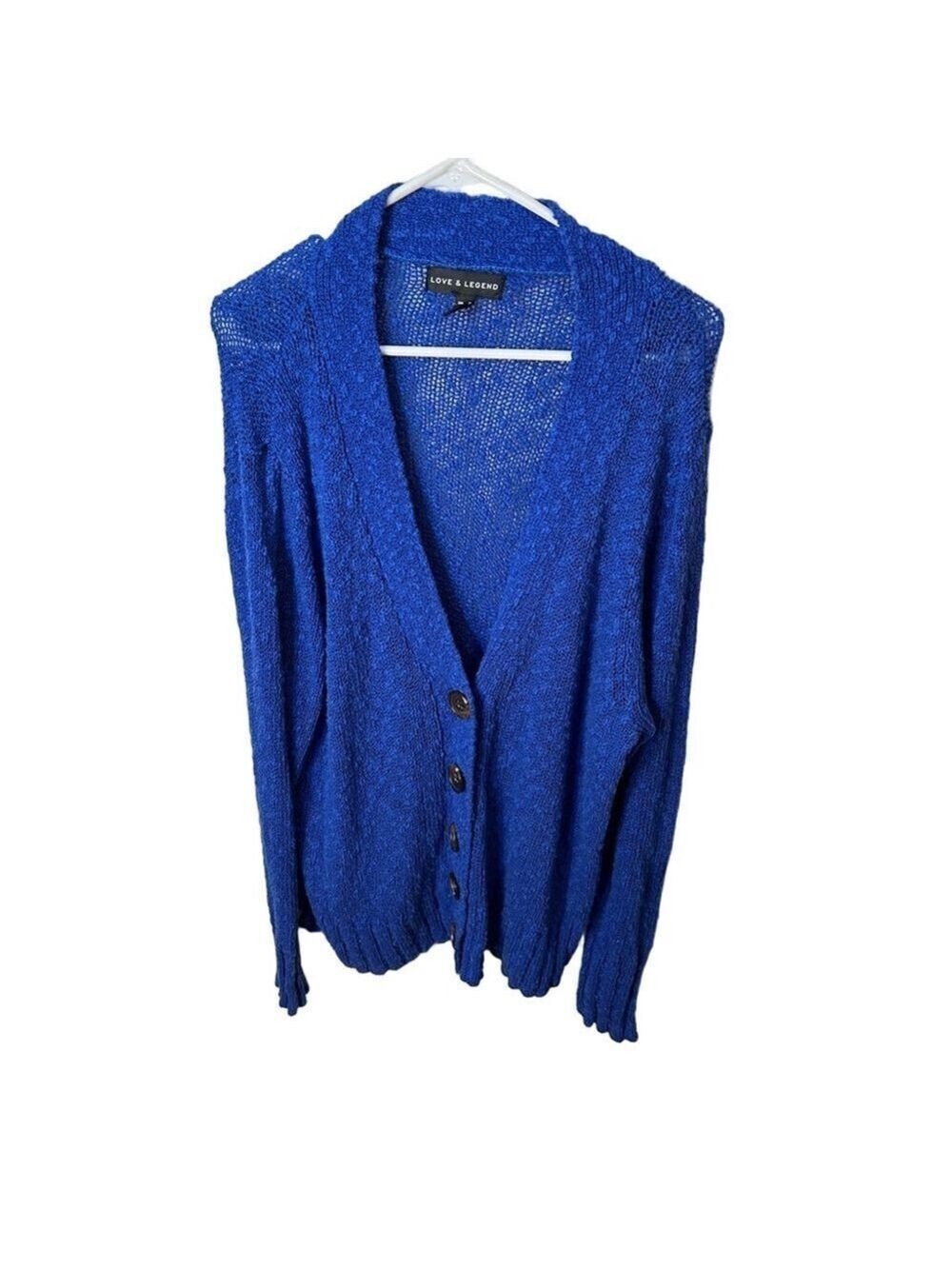 Love & Legend blue knit textured buttoned cardigan size 2X